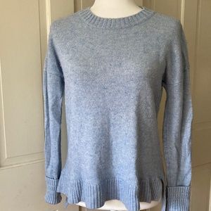 J Crew Blue Crew Neck  Hi/Lo Pullover Alpaca Blend Sweater w Ruffles SZ Small
